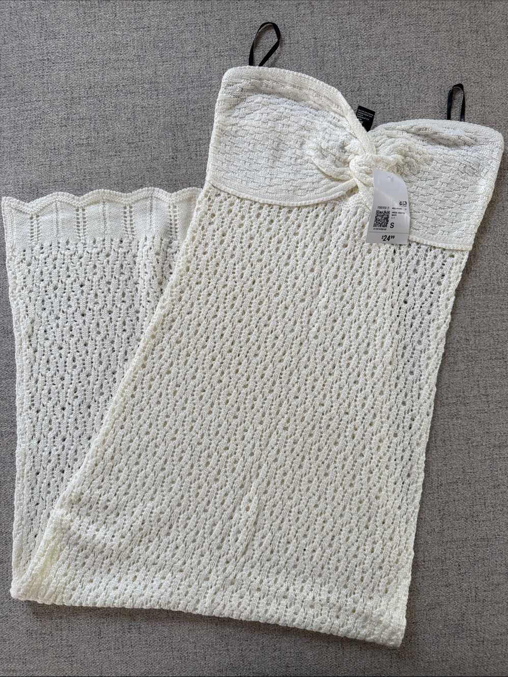 Forever 21 Cream Crochet Strapless Knit Dress